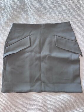 House of CB Slate Grey Mini Skirt with Angled Flap Pockets